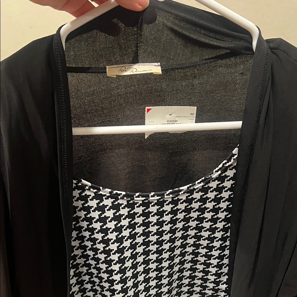 Zara Black and White Houndstooth Layered Dress